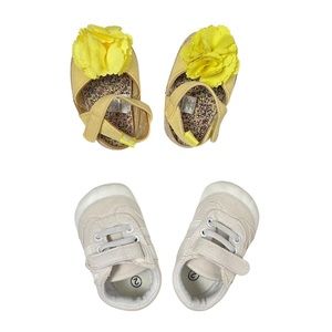 Baby Infant Espadrille Sandals Canvas Sneakers Crib Shoes Set Bundle Size 3-6M